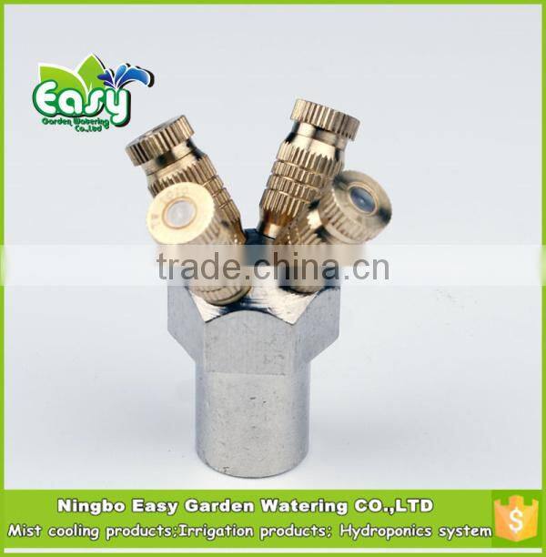 3/8'' Brass slip lock joint connector with 6 spray site. End cap connector. Fog system base.