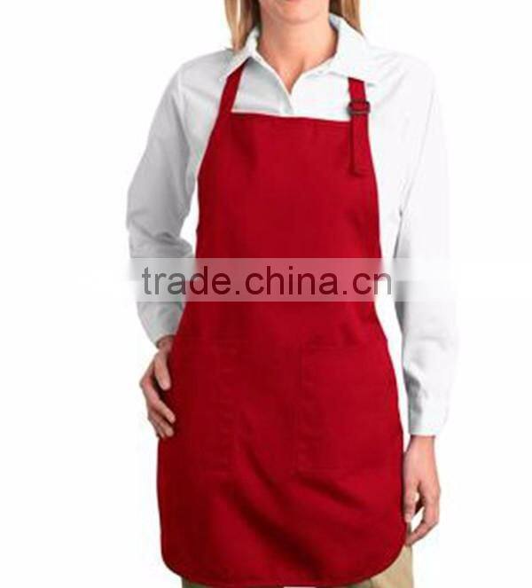 Red Full Length Bib Work Apron for Woman