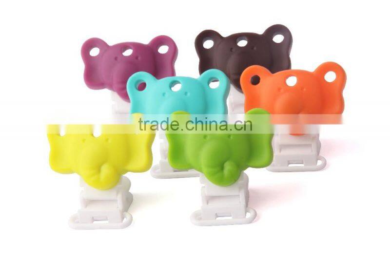 2017 New baby teething products silicone round hole pacifier clip