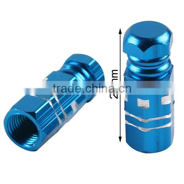 Aluminum 2pcs/a Set Blue Motorcycle Wheel Tire Valve Stem Caps Universal 27*8mm