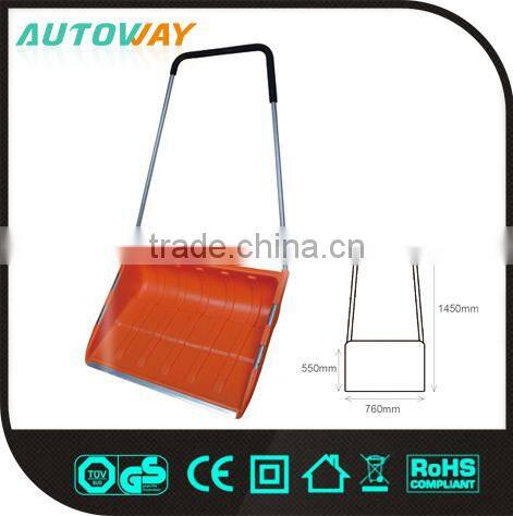 blue long handle,double handle snow shovel