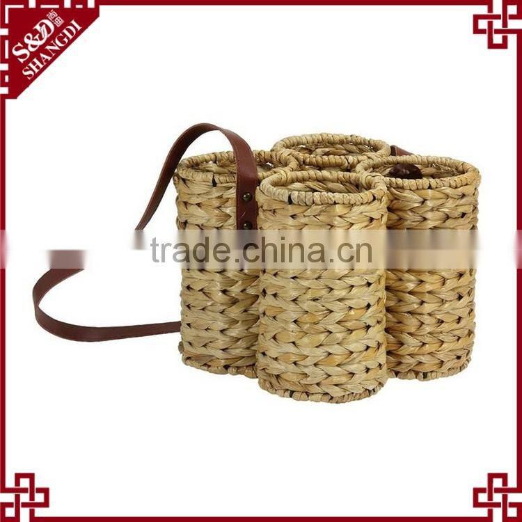 Custom compartments hand woven hanging wine basket wine bottle holder