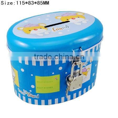 oval tin money box for wholesale