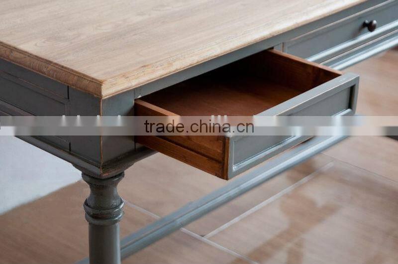 Spanish style wooden rectangular living room console table with antique finishing workmanship