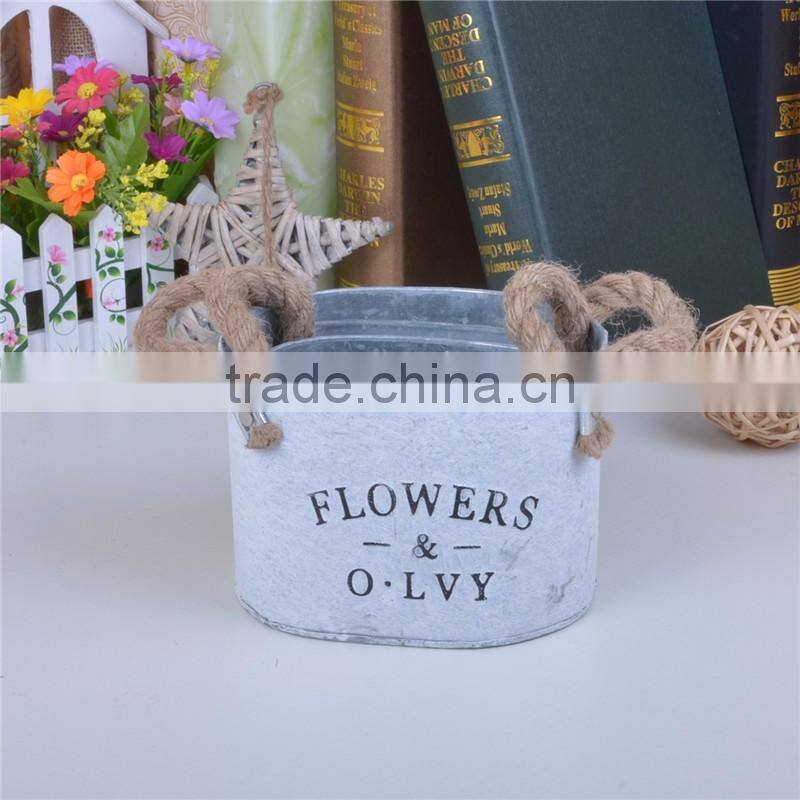 shabby chic home decor hanging galvanized metal flower market bucket for balcony