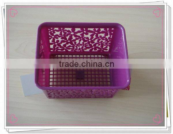 Brigt Colorful Small Handle Plastic Rectangle Basket