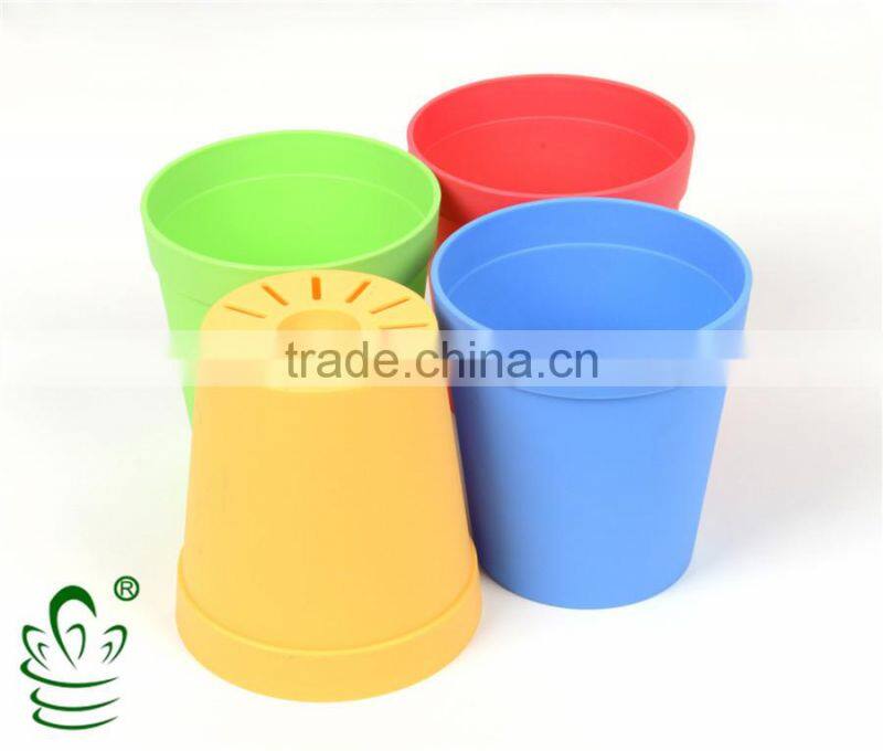 Round flower pot colorful garden plastic flower pot decorative plastic flower pot