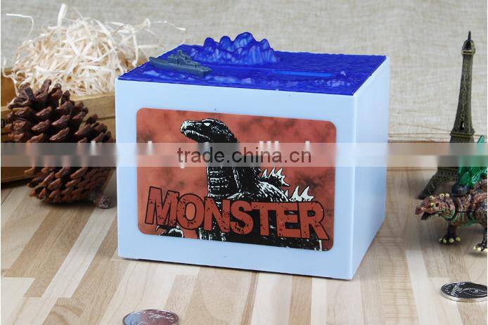 New Fancy Novelty Design Monster Music Godzilla Stealing Money Box, Creative Decorative Cartoon Gift Coin Bank