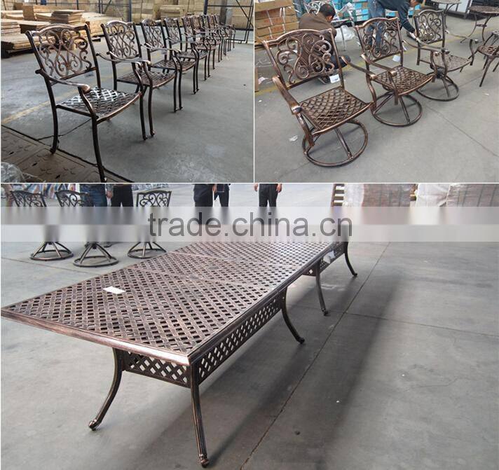 7-piece Dinning Set Extendable Long Table Set Cast Aluminum Outdoor Garden Furniture