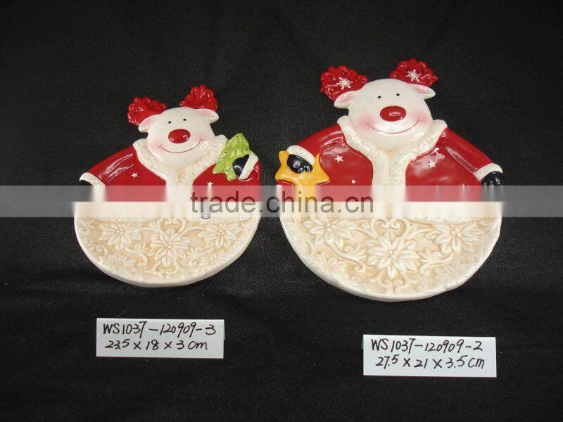 Cheap Ceramic Santa Claus Shape Plate