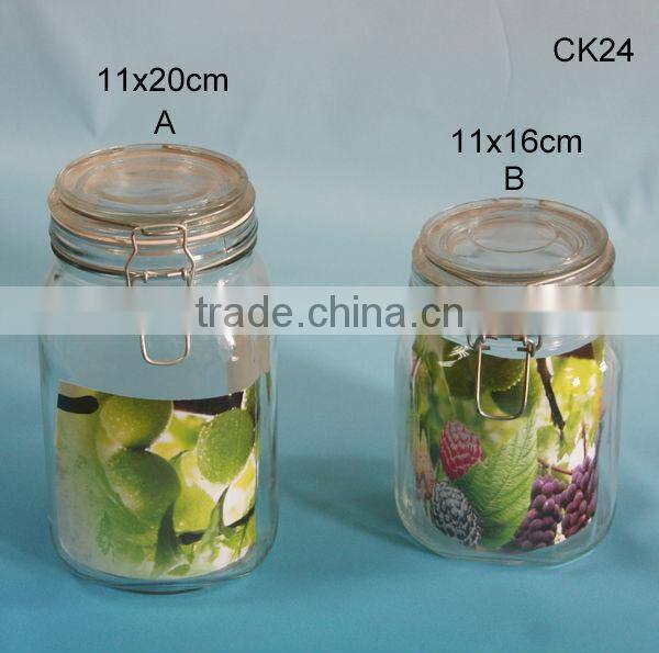 food grade airtight glass jar and glass lid
