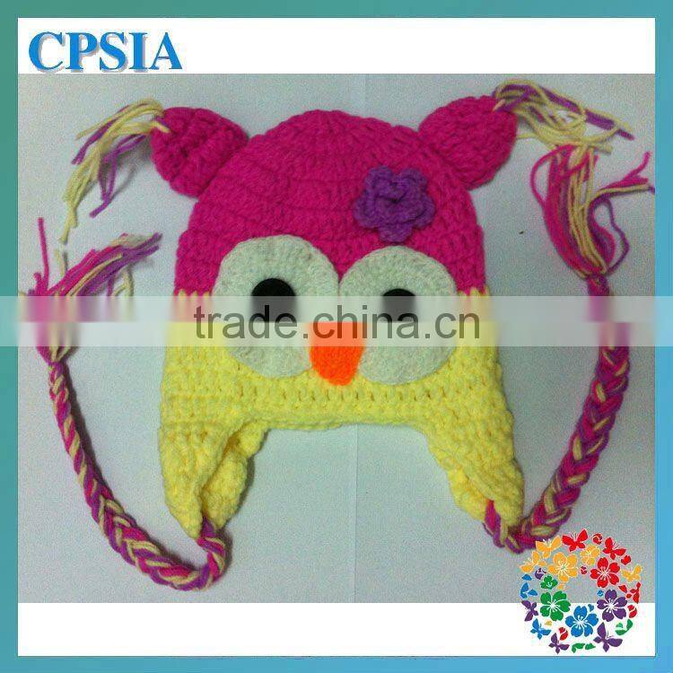 the new handmade baby hat with ears cute knitted owl pattern wool hats