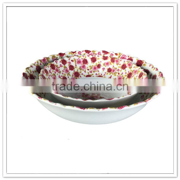 LFGB certificated personlaized roses decorative large melamine party bowl