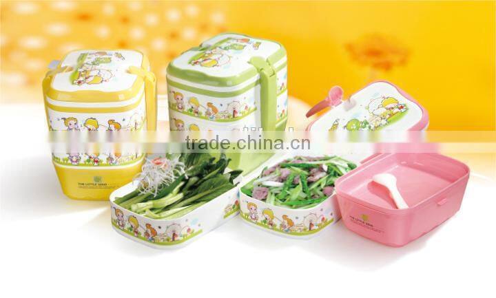 Plastic small round double lunch boxes/Insulation boxes