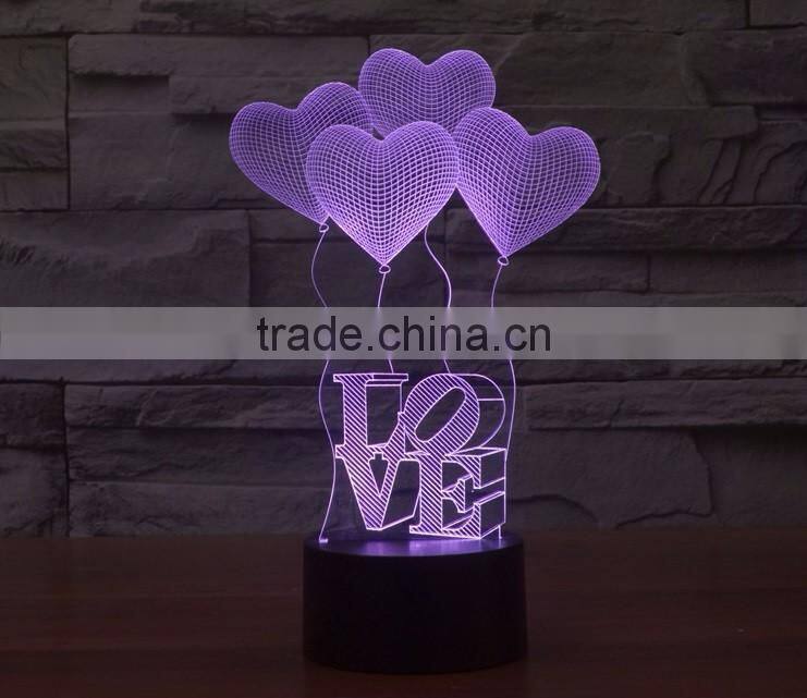3D LED Acrylic Full Color Visual Lamp Light LOVE Symbol