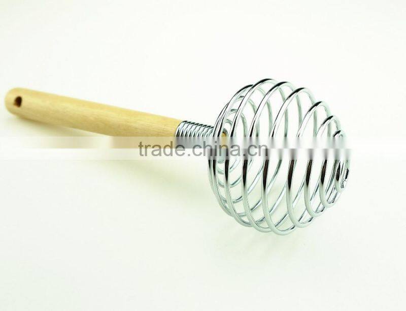 37045 Stainless Steel Spring Coil Whisk with wooden handle