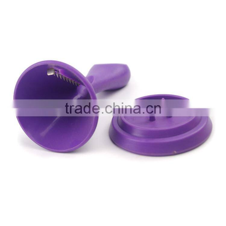 Easy operation plastic spiral vegetable slicer with sharp steel blade