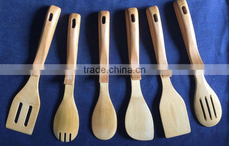 2017 new practicl bamboo 6-piece cooking utensil set with pothook