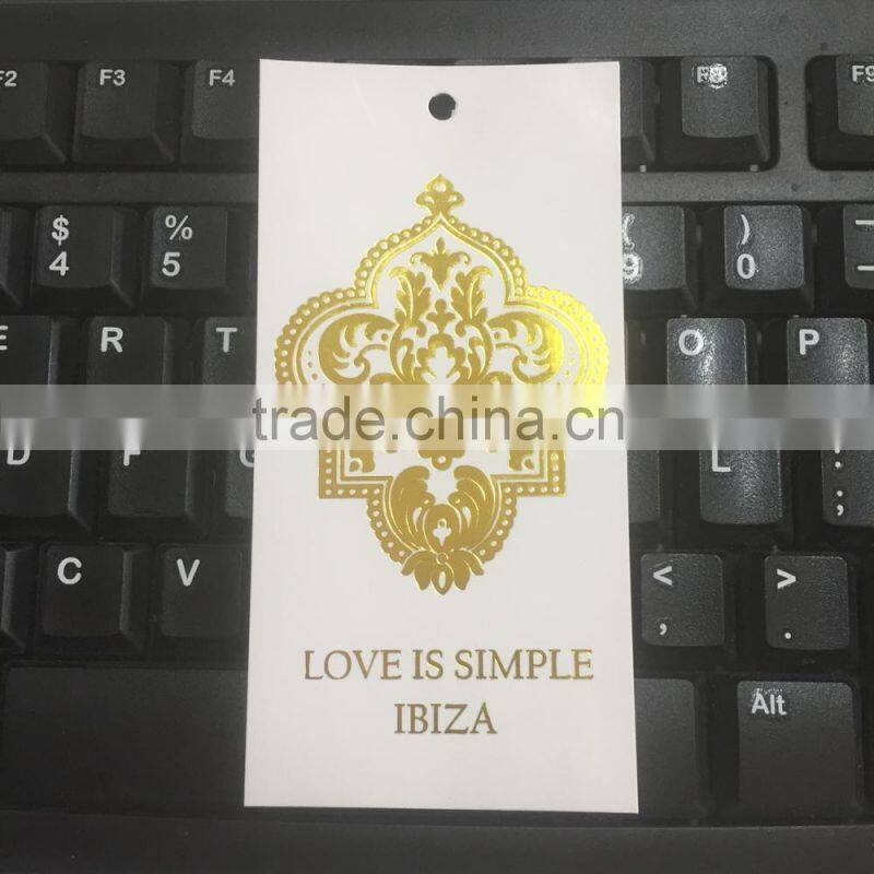 2017 high quality custom white cardboard paper hang tags for garments