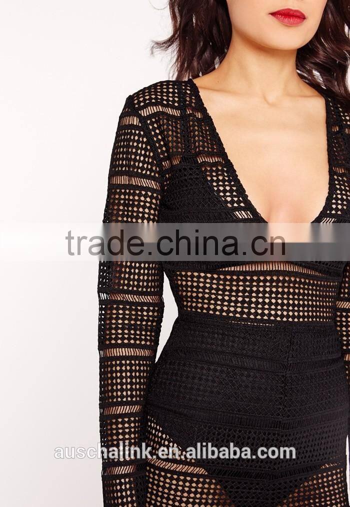 korean style fashion sheer lace jumpsuit new deisign cheap price
