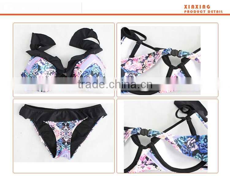 New design women printed full swimsuit muslim swimwear lady beach wear