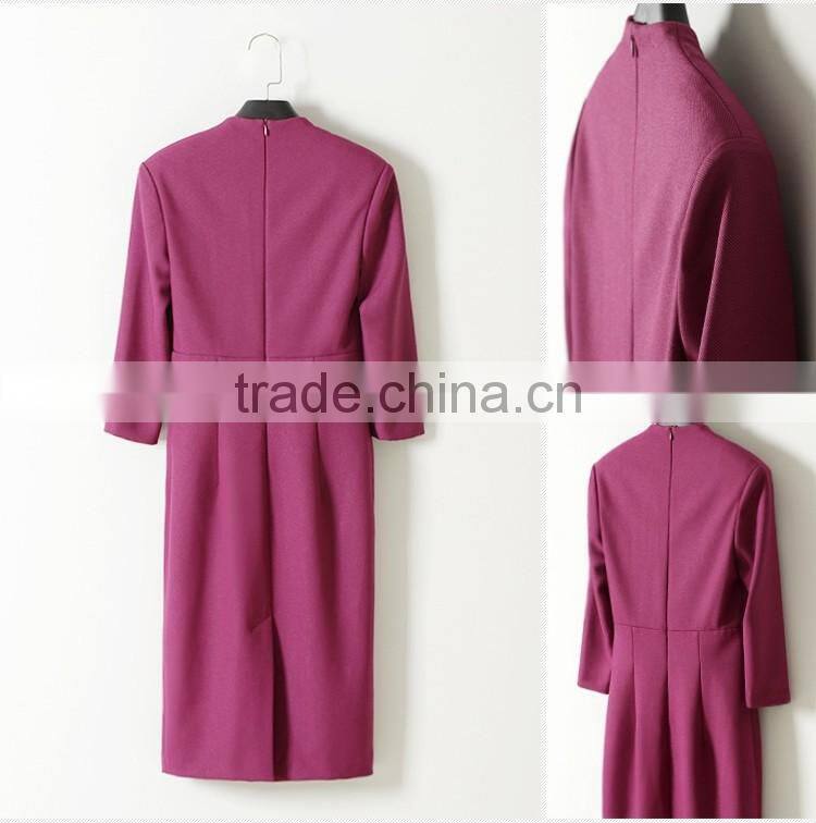 Fashion Design Slim Fit Office Ladies Formal Dress Half Sleeve Dress