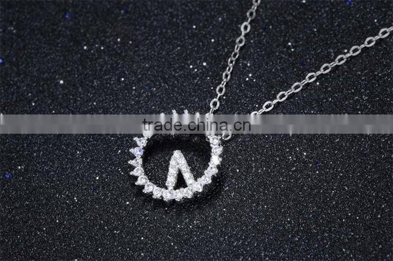 Latest wall clock shape design 925 sterling silver circle pendant