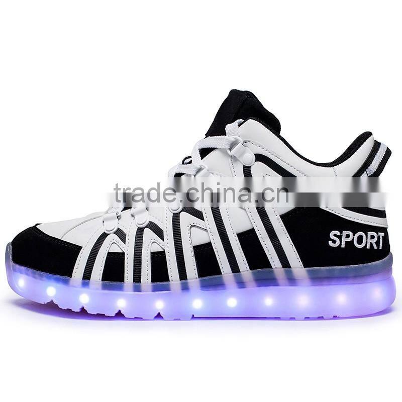HFJH-18 wholesale PU Low MOQ led sports men shoes