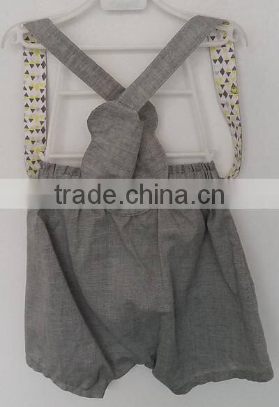 baby girls grey color printed and embroidered bib pants