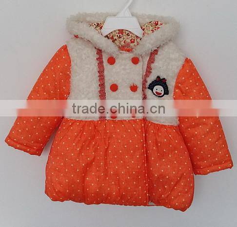 baby girl orange color cotton padded coat for winter