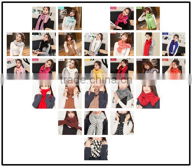 winter lady and women or girls fashion pure color new pink knitting scarf factory