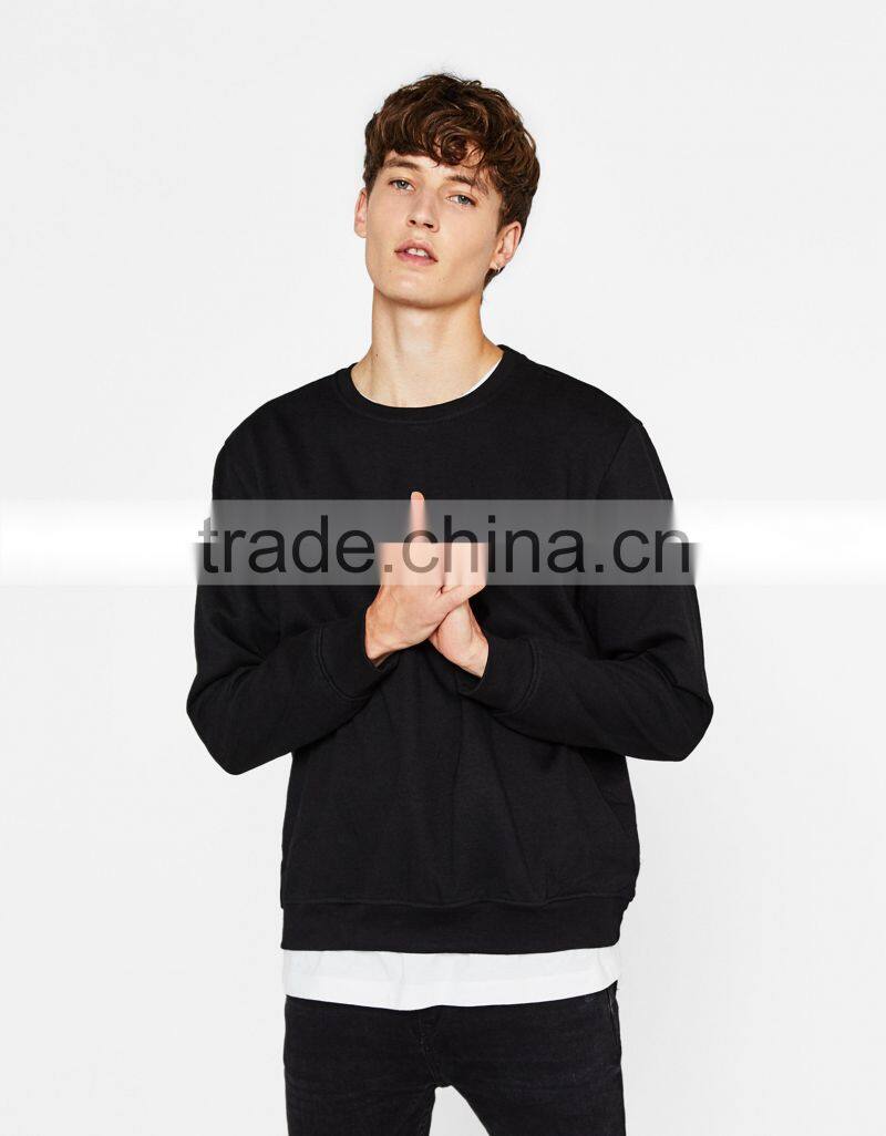 Autumn Winter Sweatshirt With Elastic Waist And Cuffs Customizable Cotton Fleece Plain Style Sweater 50% Cotton 50% Polyester