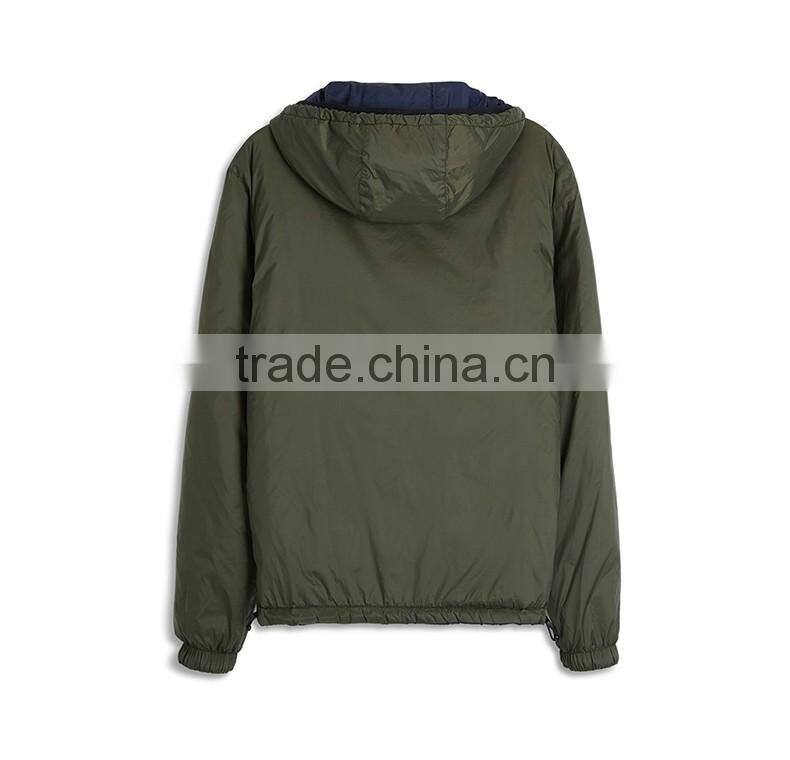 Men'S Hoody Reversible Quilting Padded Jacket With Adjustable Hem