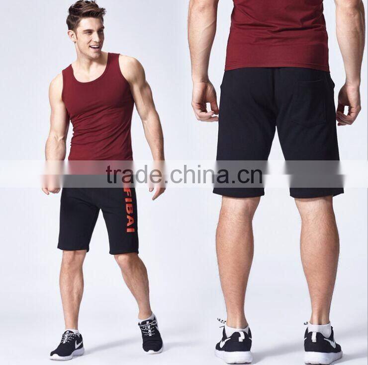 China Guangzhou Custom Logo Silk Screen Printing Shorts Black Cotton French Terry Running Outdoor Sweat Men Shorts