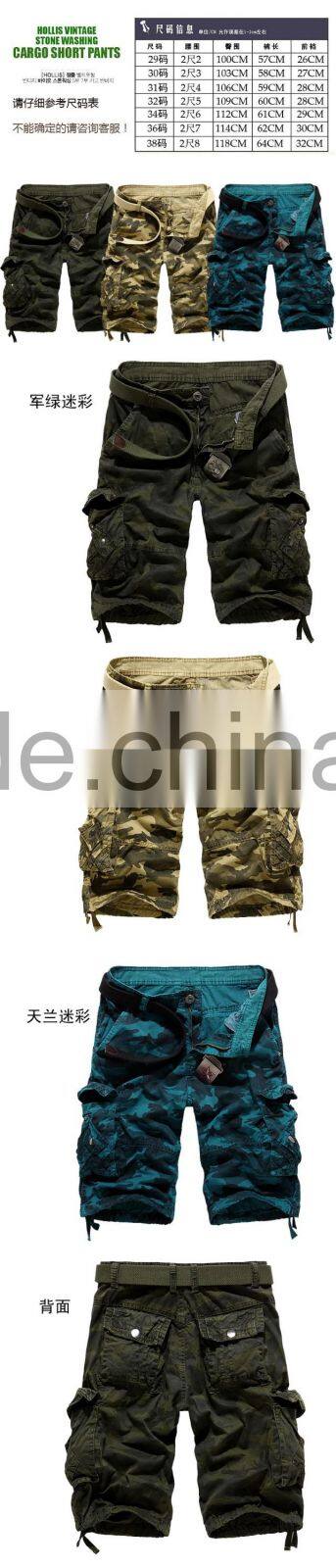 custom 2016 new arrival printed camo 3/4 cargo pants men half pants