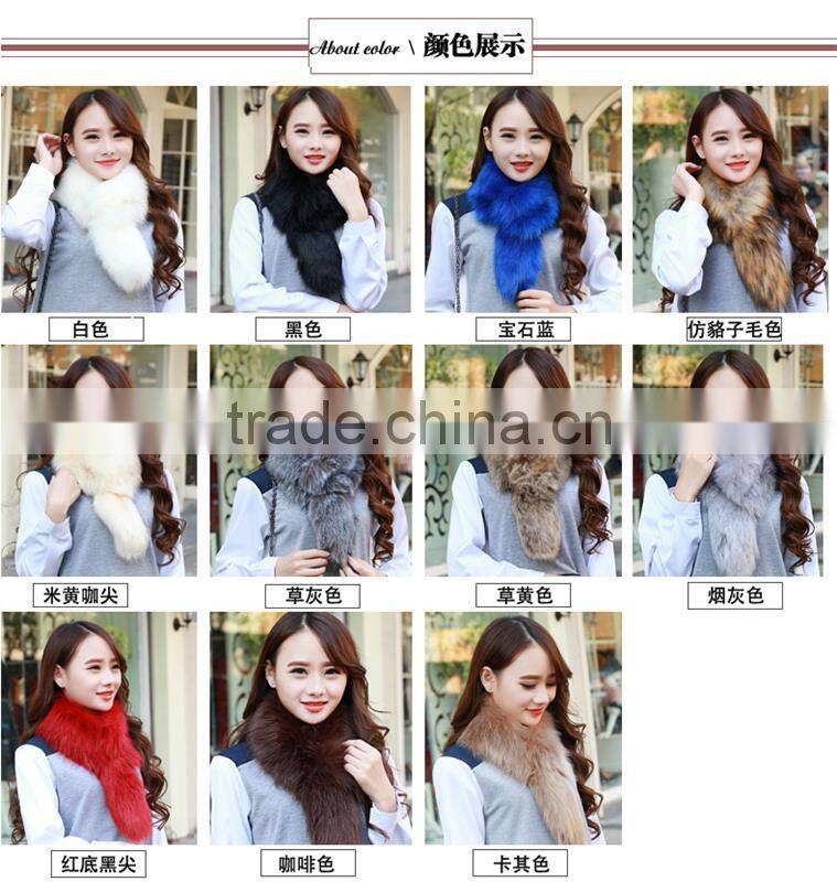 Pure colour Fox Fur Shawl Beige Thick Faux Fur Scarf