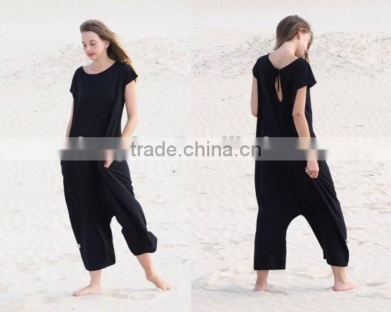 Women Black Oversized Jumpsuit Girl's Loose Overalls Sexy Romper