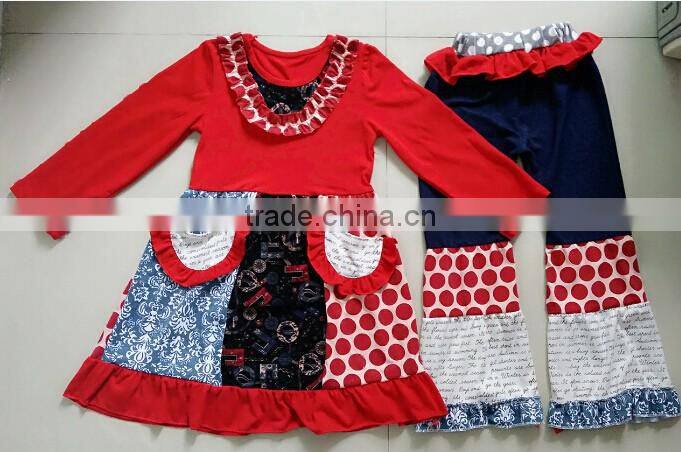 2016 giggle moon remake outfits wholesale children's boutique clothi cotton dress and pant ruffle outfits