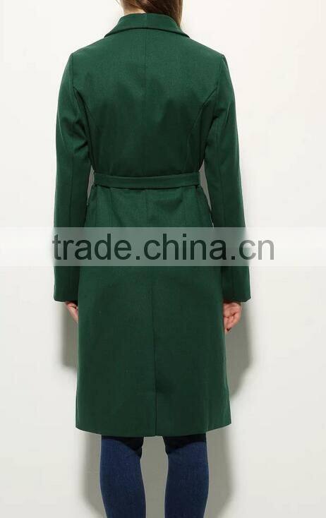 Runwaylover EY1018C lady trench coat with belt black long women coat