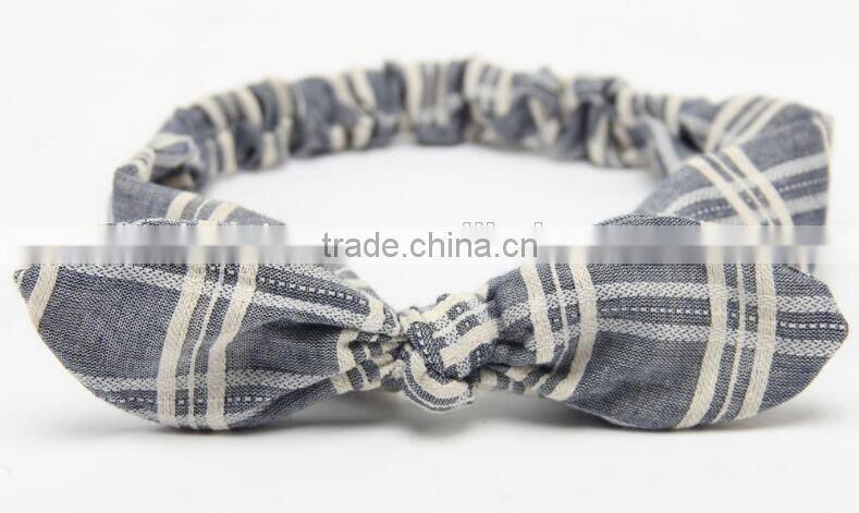 plaid yarn dye woven fabric headband for kids