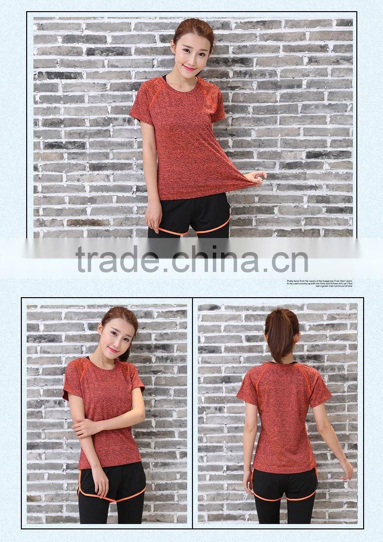 Hot dry fit women running t shirt ,polyester t shirt for running and gym wear
