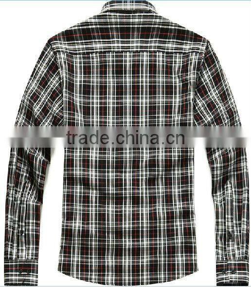 new 100% cotton flannel brushed checked V-collar men shirt