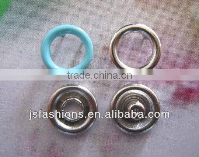 Enviromental-friendly baby Jumpsuit brass 4 part Nickel Color Ring Style Prong Snap Button 9.5mm