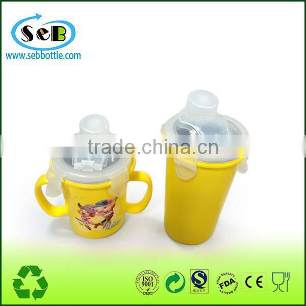 Fancy stainless steel insulated kid drinking cup with lid and hand (Accept OEM)