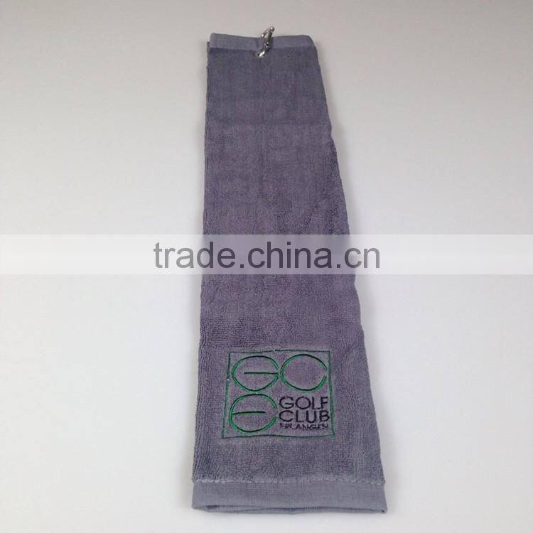 trifold golf towel custom golf towel with text embroidery and clip