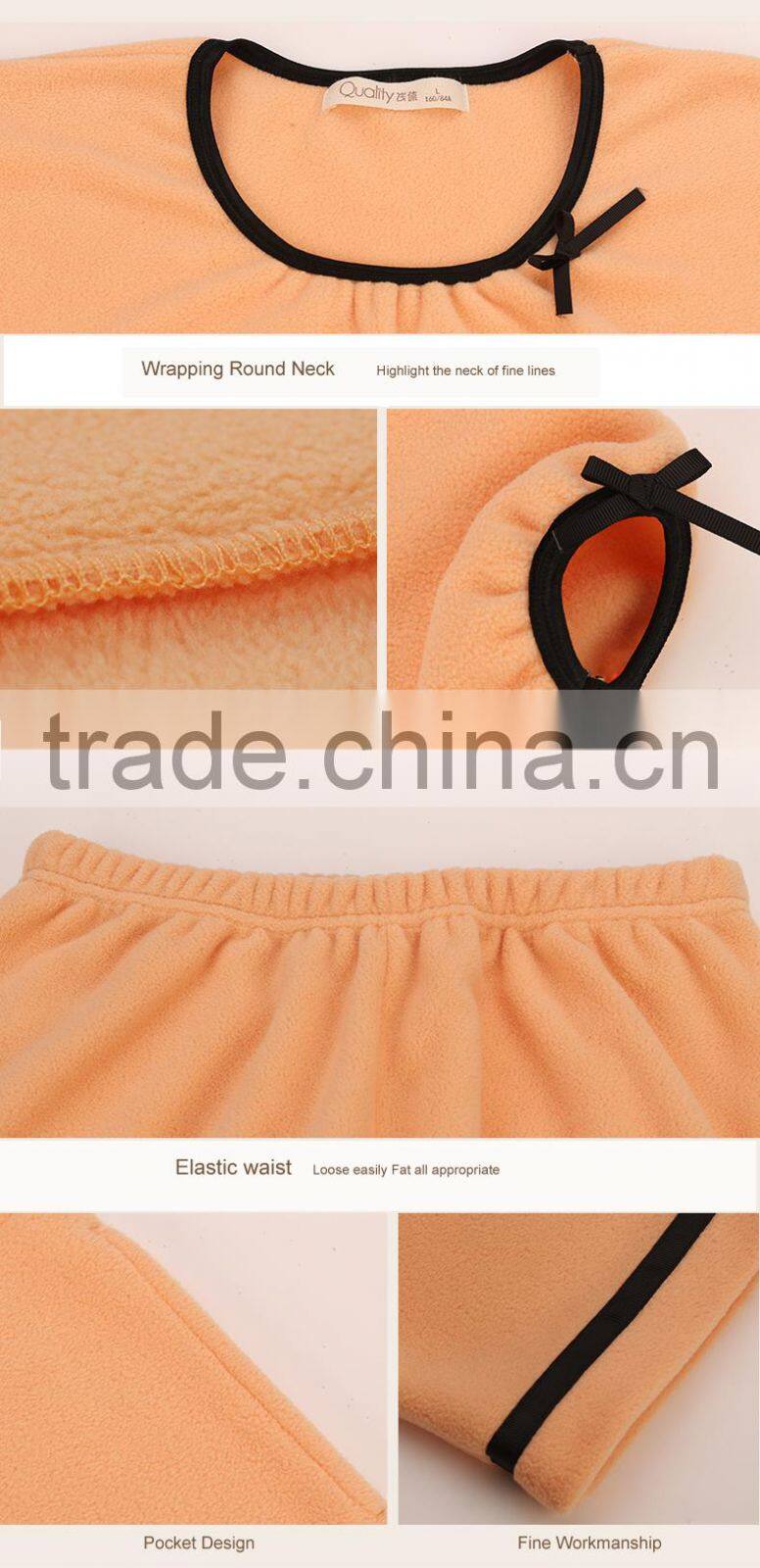 Prompt delivery Qianxiu polyester ladies pocket design pyjamas in winter