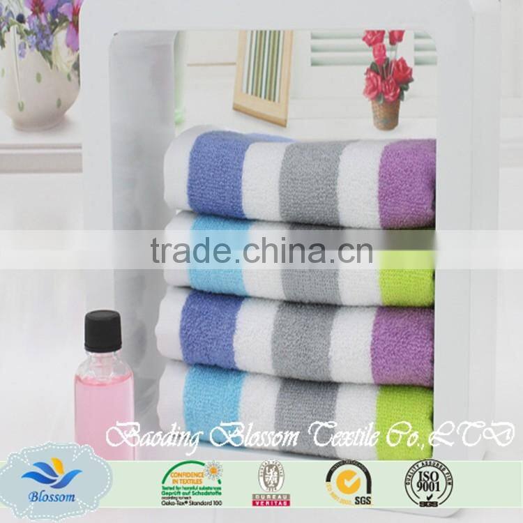 high quality striped yarn dyed breathable compressed bamboo fabric face towel