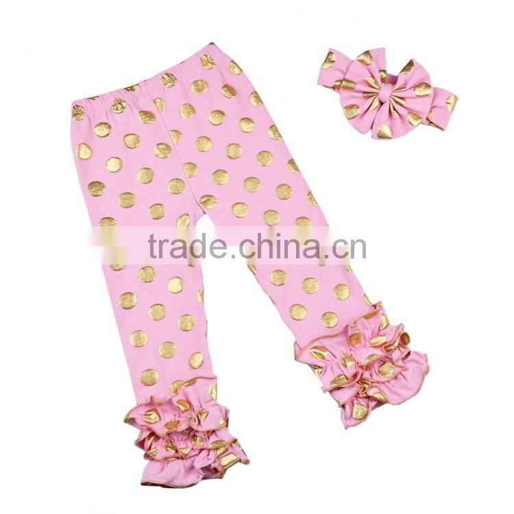 2016 latest Design gold dot spring color wholesale icing capris girls icing capris legging baby icing capris
