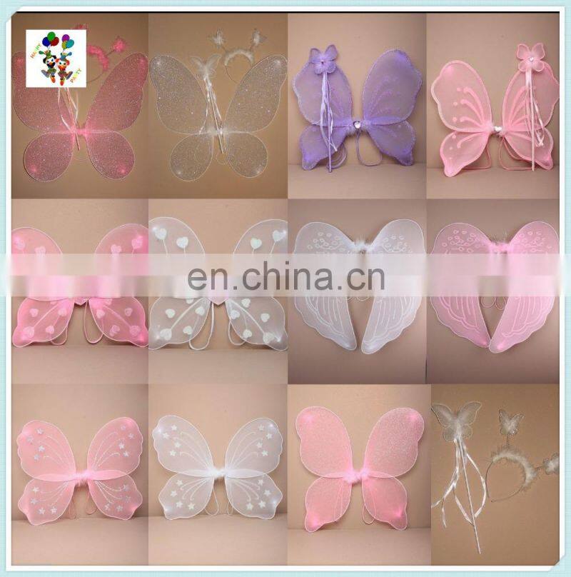 Kids Party Pink Butterfly Wings with Wand Headband HPC-1752