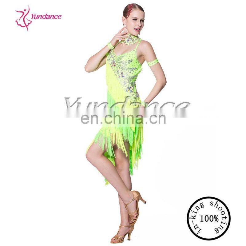 Tassel Latin Performance Latin Dance Dress In Fluorescent 2016 L-12465